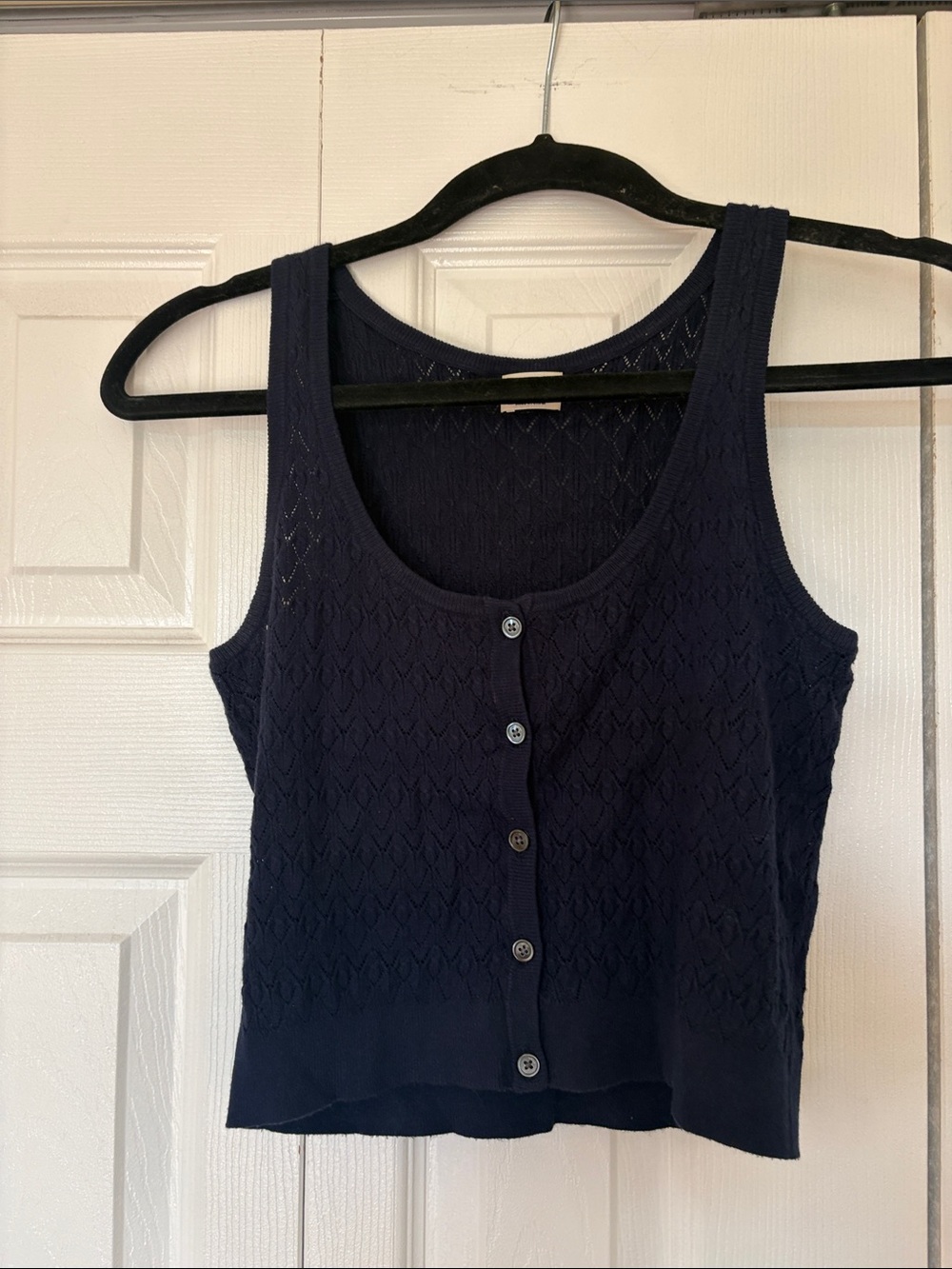 Wilfred Pointelle Button-Front Tank Navy Button-Front Knit Tank